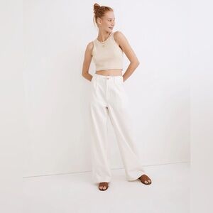 Cotton-Linen Pleated Wide-Leg Pants